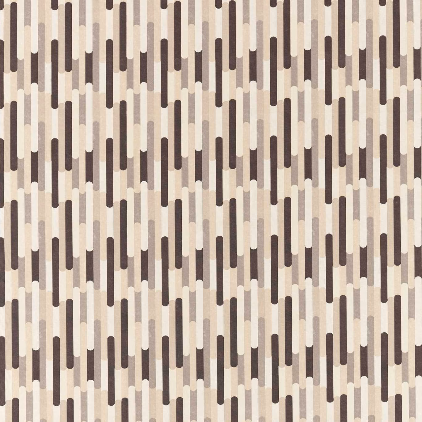 Cream, taupe and dark brown vertical rounded bars in a woven textile