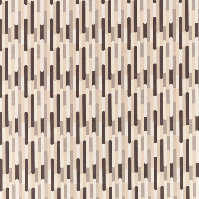 Cream, taupe and dark brown vertical rounded bars in a woven textile
