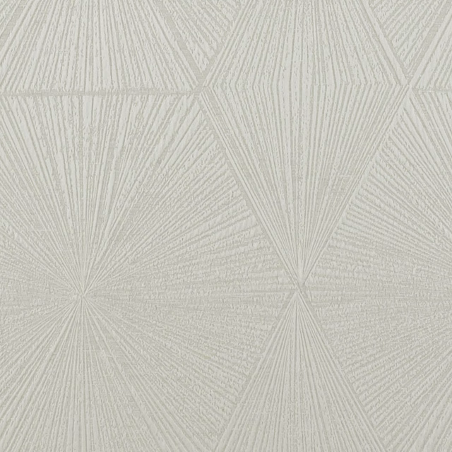 Pale taupe woven fabric with large radiating fan and triangular geometric motifs