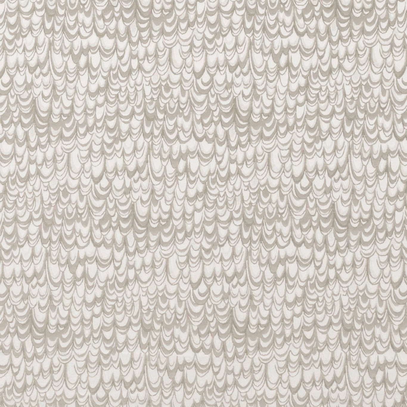 Muted taupe scallop motifs woven across an ivory fabric ground