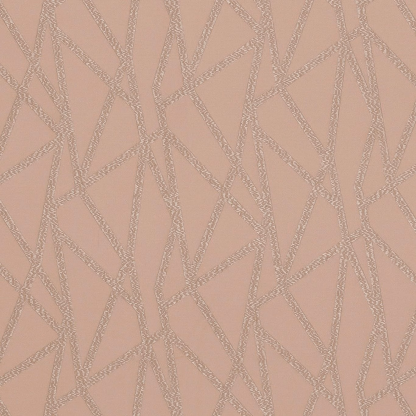 Dusty blush fabric with interlocking taupe-grey geometric lines and woven texture