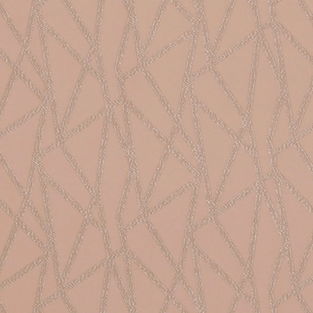 Dusty blush fabric with interlocking taupe-grey geometric lines and woven texture