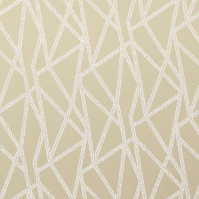 Warm sand woven ground with ivory interlocking angular geometric lines