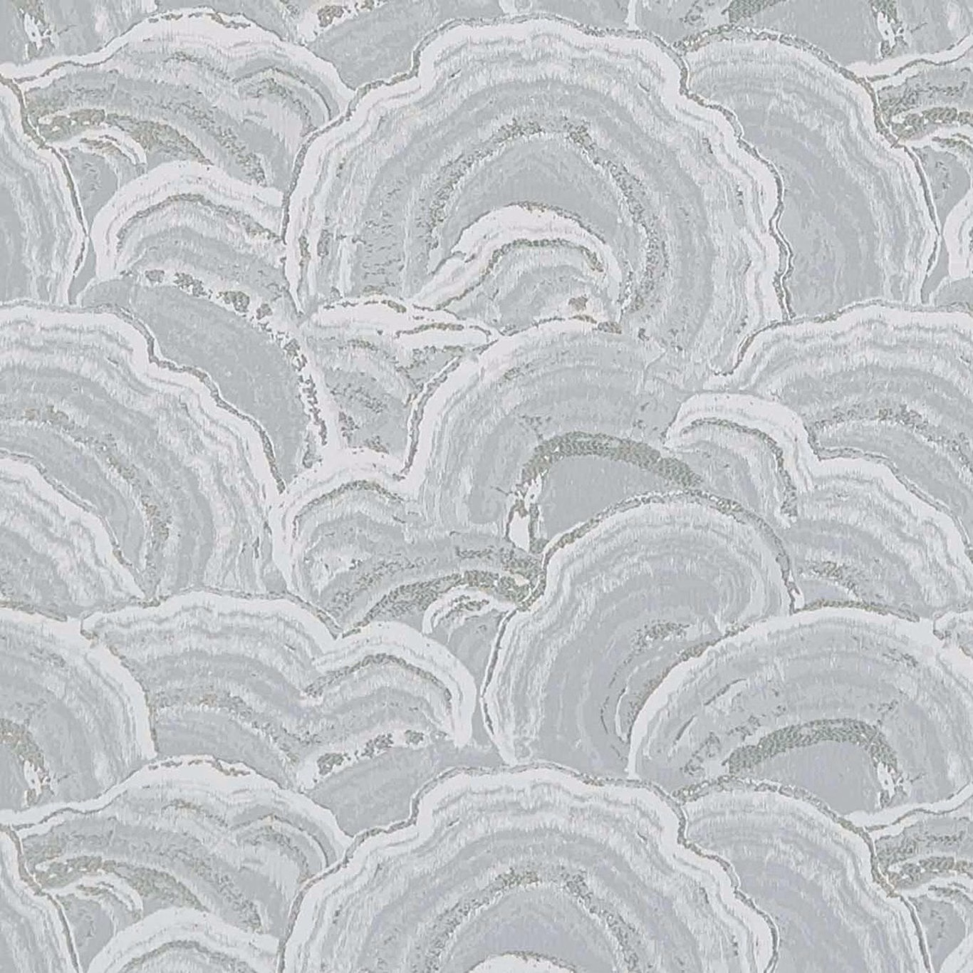 Cool silver-grey Langei textile with layered pale arcs and softly textured surface