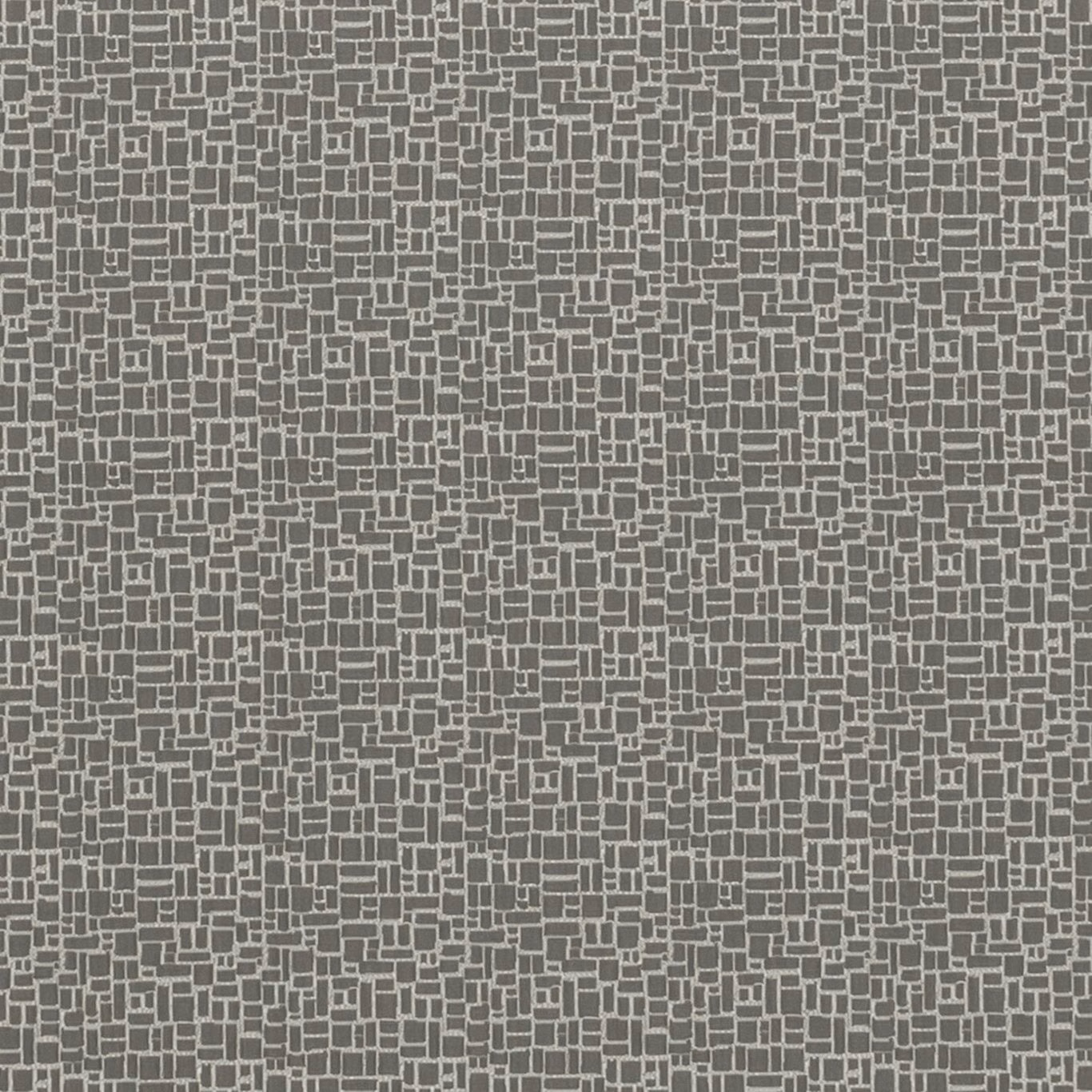 Cool pewter grey fabric with a small pale maze-like geometric weave