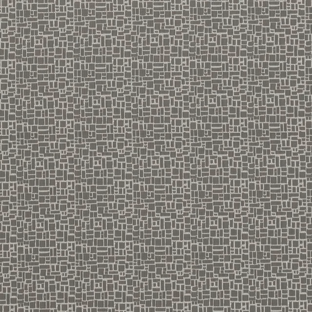 Cool pewter grey fabric with a small pale maze-like geometric weave