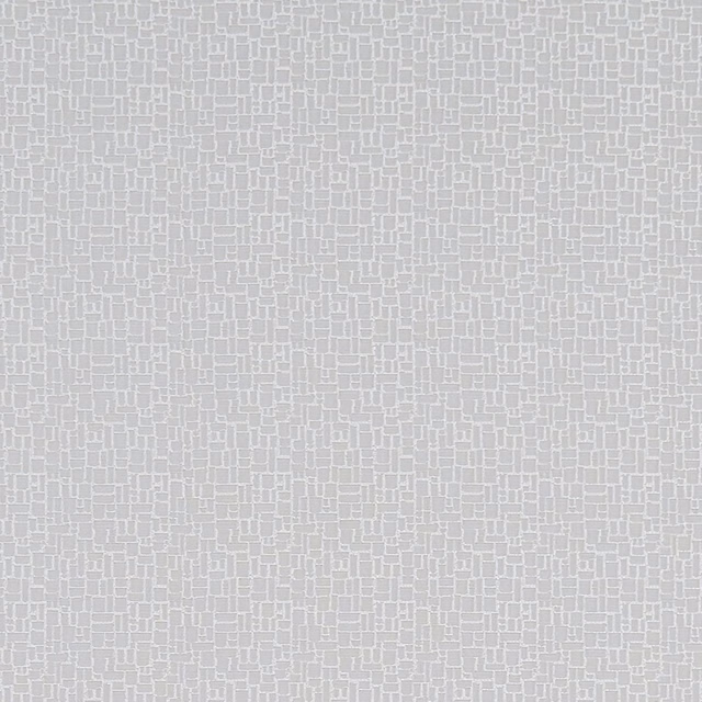 Silver-grey woven textile with a fine, broken maze motif and subtle texture