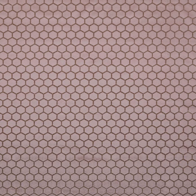 Muted mauve-taupe woven fabric with a fine dark hexagonal grid
