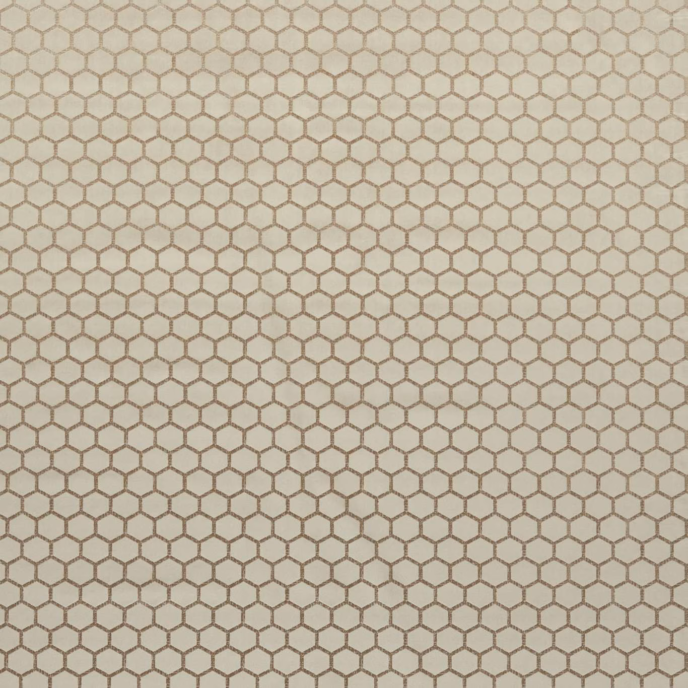 Pale stone fabric with a fine taupe-grey hexagonal lattice and subtle woven texture
