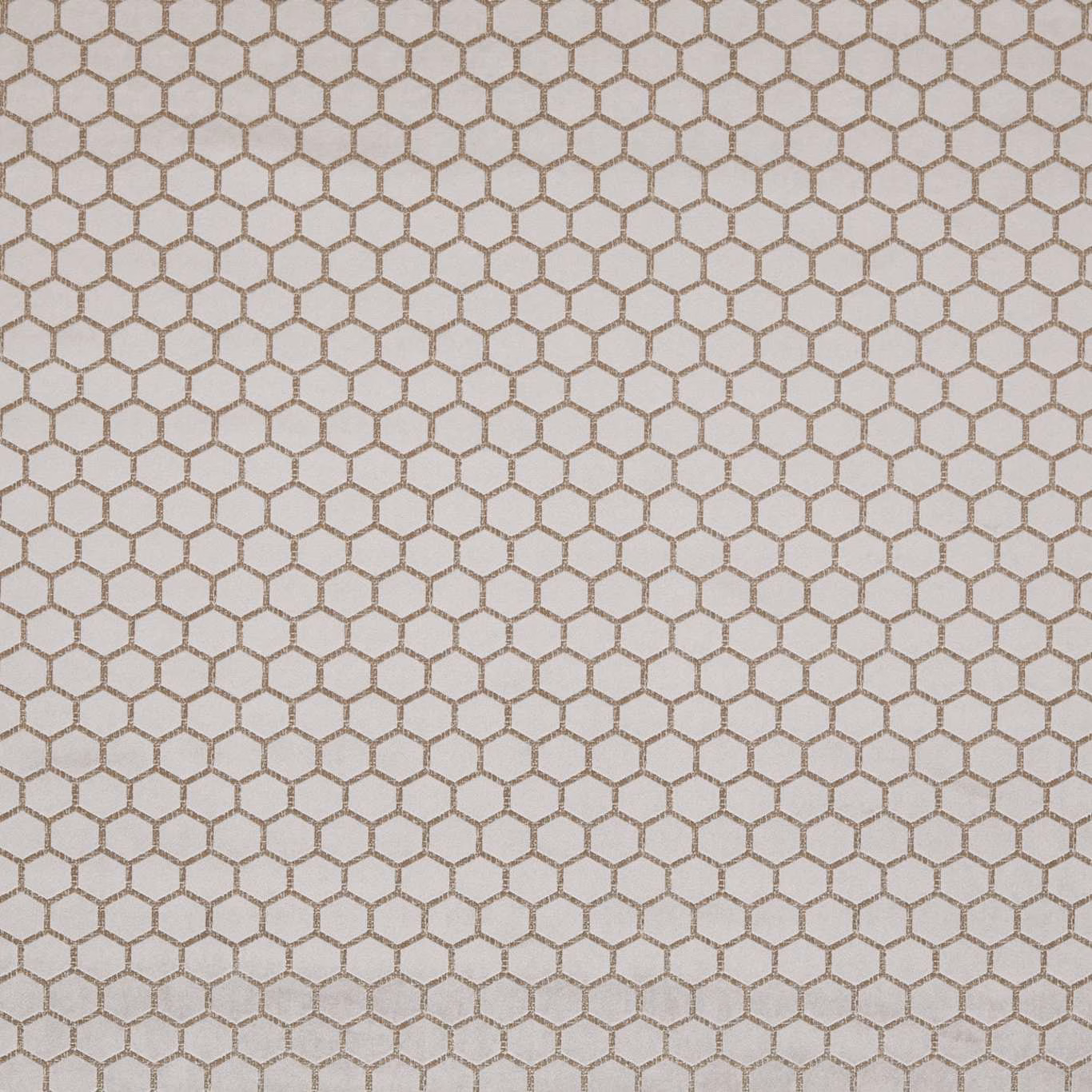 Warm taupe woven textile with outlined hexagons and a softly mottled surface
