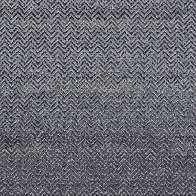 Espresso-charcoal woven fabric with fine, tightly spaced zigzag chevrons