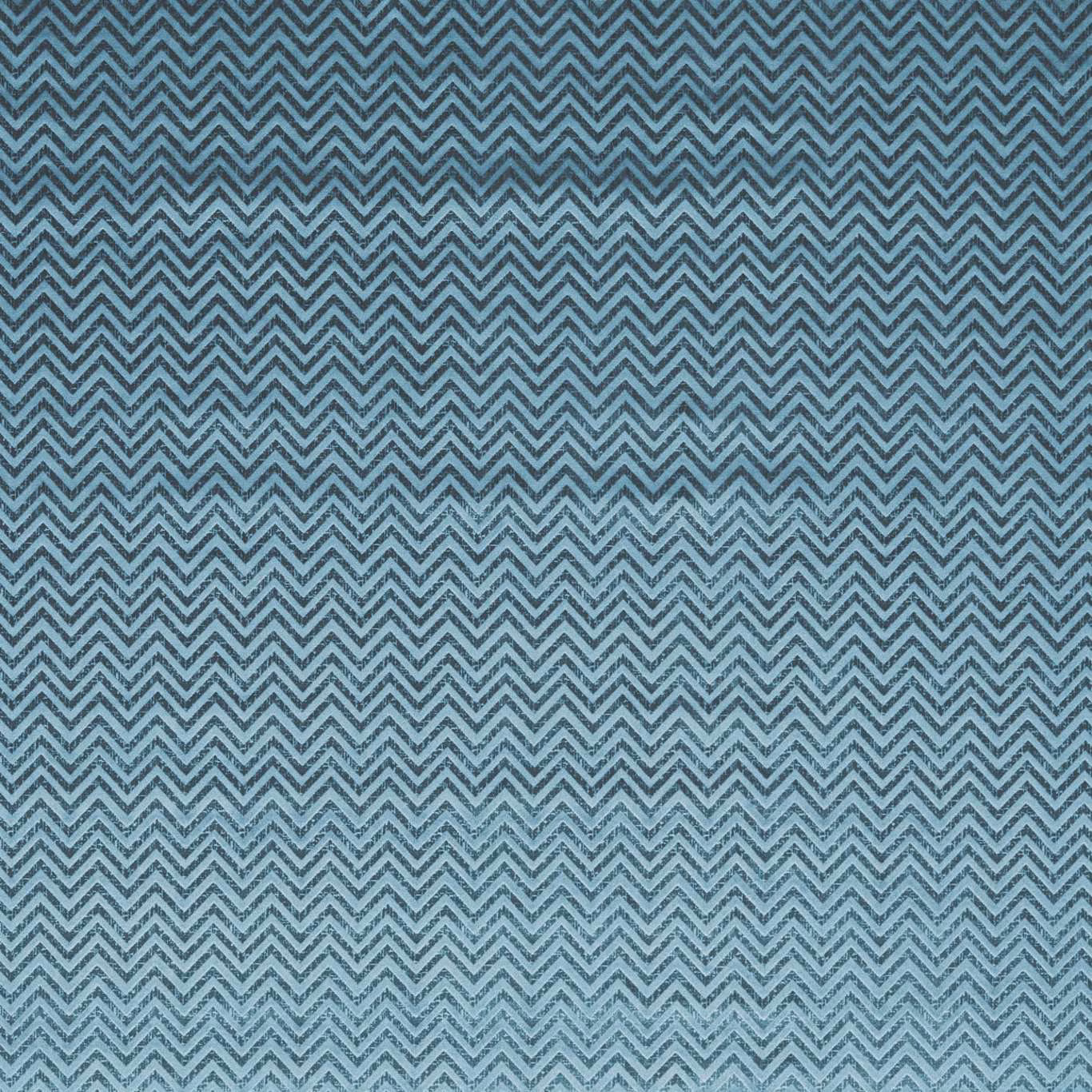 Cool teal woven swatch with fine charcoal chevrons and subtle textured surface