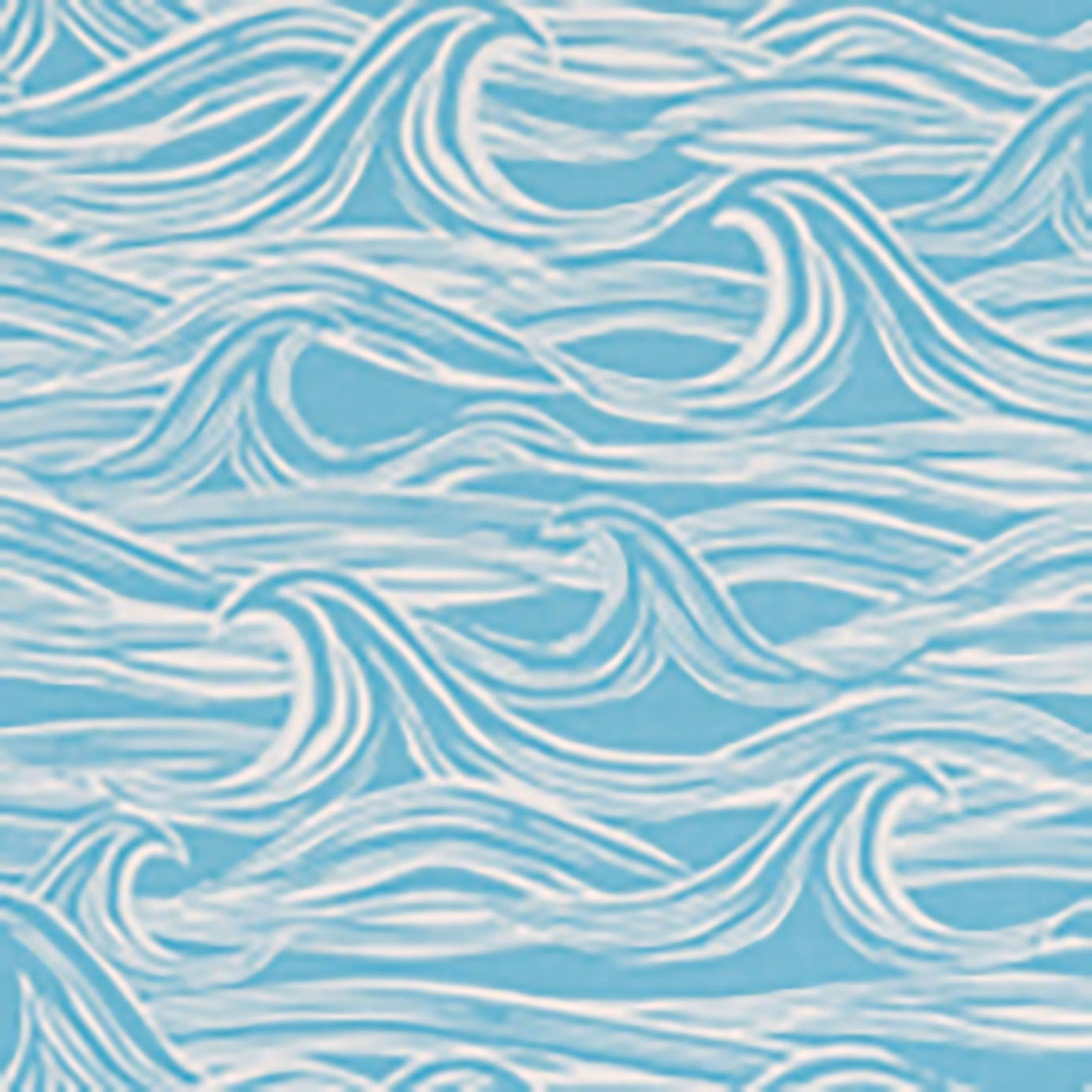 Cool aqua-blue fabric with white flowing wave lines and softly layered movement