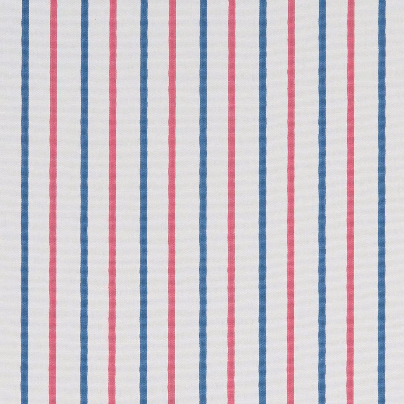 Marine-blue and pink vertical stripes woven across an ivory fabric ground