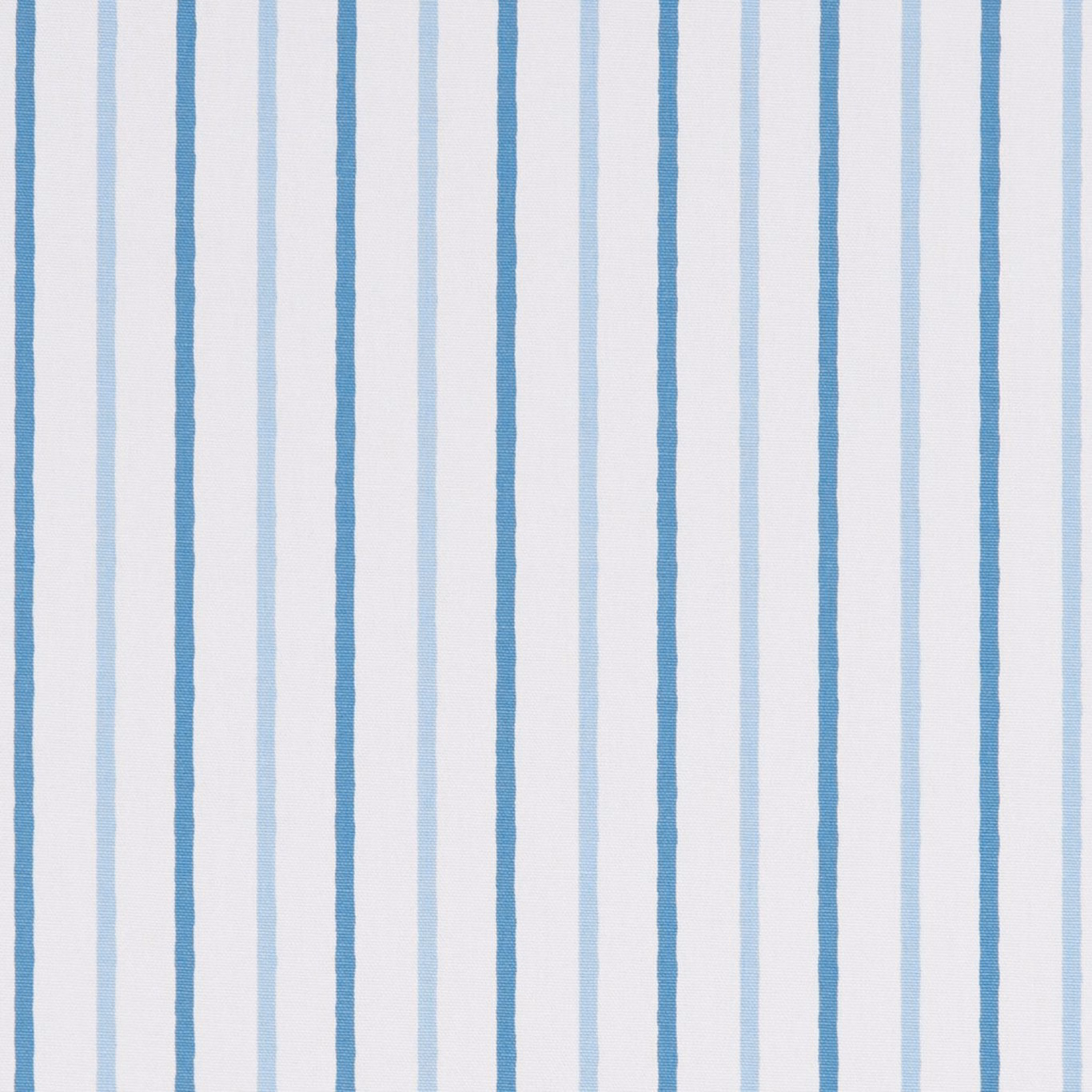 Woven Walcott Navy fabric with irregular cool blue, pale blue and white vertical stripes