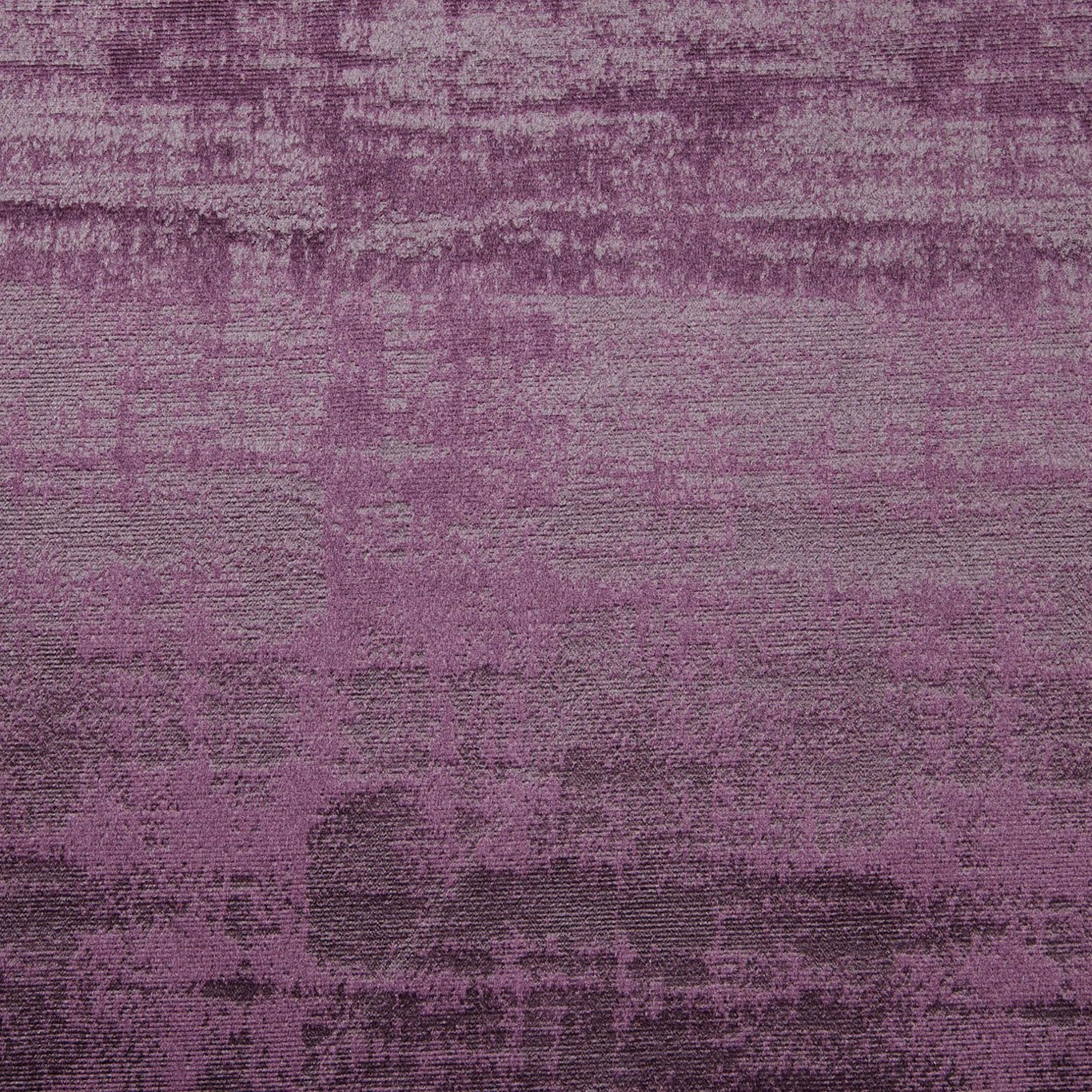 Layered aubergine and mauve woven textile with irregular horizontal painterly bands