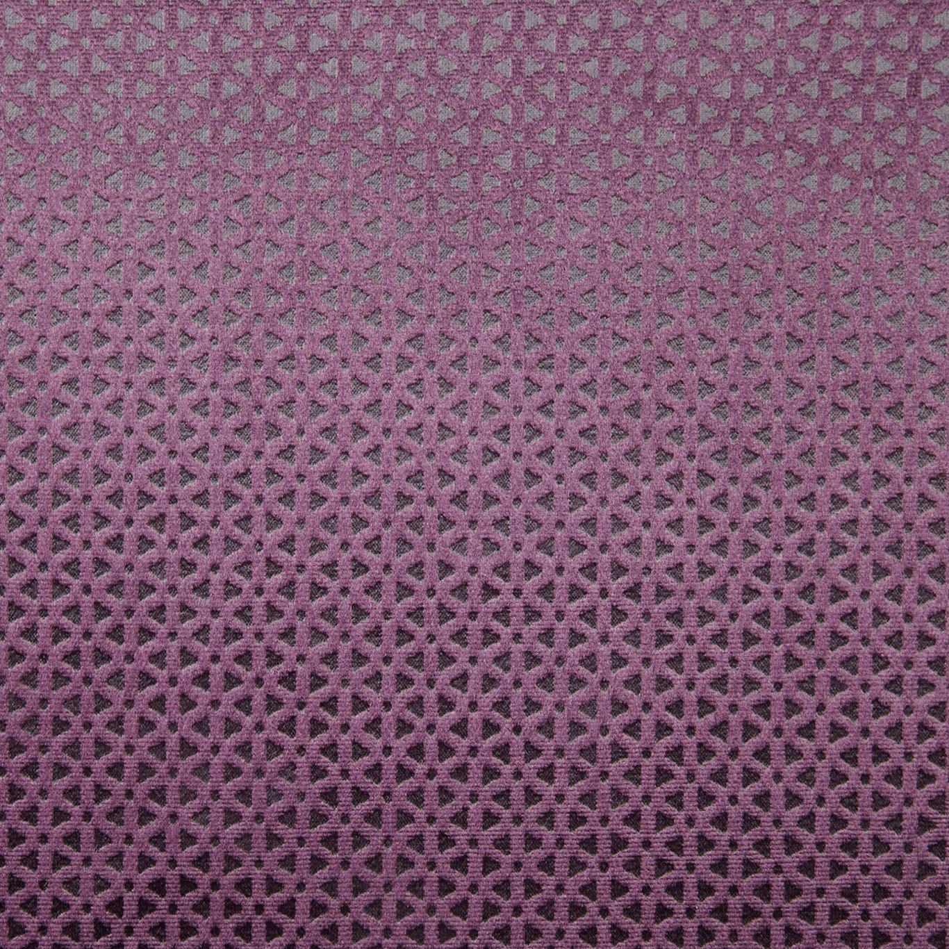 Deep aubergine woven fabric with small mauve geometric lattice and textured tonal shading