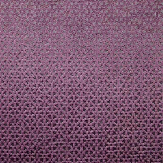 Deep aubergine woven fabric with small mauve geometric lattice and textured tonal shading