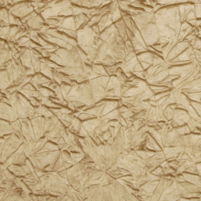 Warm gold fabric with irregular crumpled creases and softly burnished textured surface