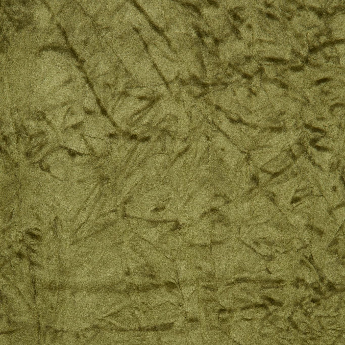 Mottled olive green textile with softly crinkled botanical-like lines and a gentle sheen