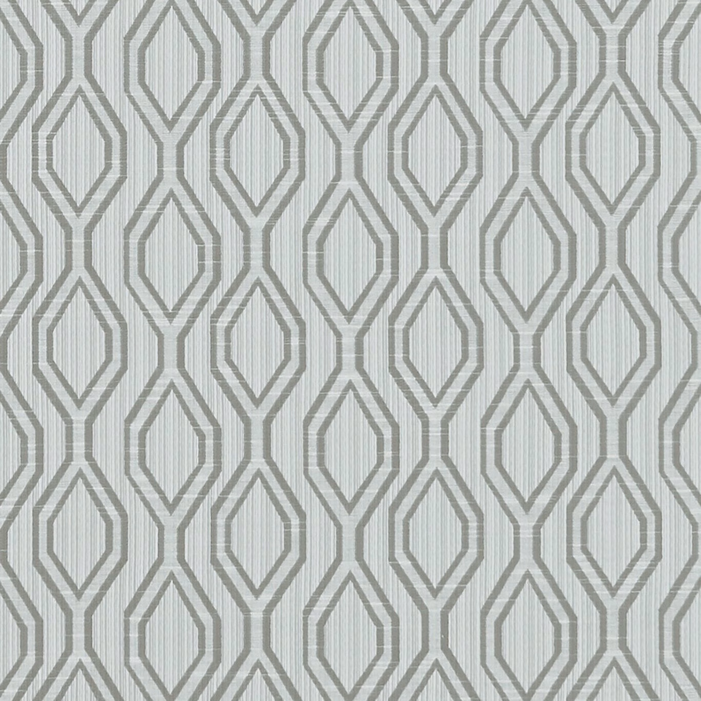 Cool silver-grey fabric with linked diamond motifs and fine vertical woven striations