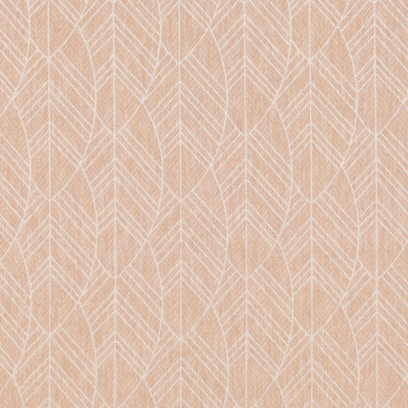 Muted blush woven fabric with fine ivory chevron and feather-like geometric lines