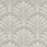 Soft grey woven ground with ivory Art Deco botanical fan motifs