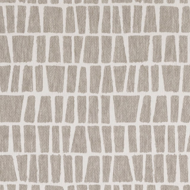 Warm greige Quadro textile with feathered chevron blocks in a gridded repeat