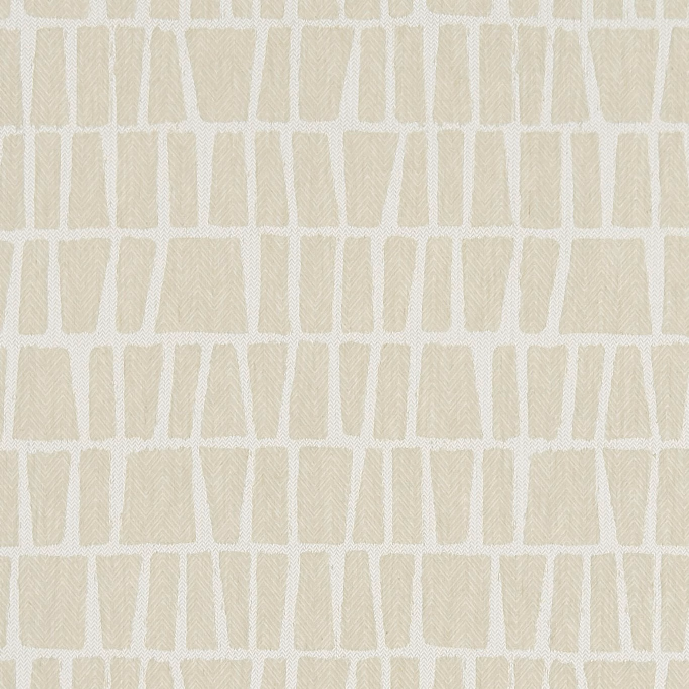 Warm ivory fabric with irregular cream grid blocks and subtle woven texture