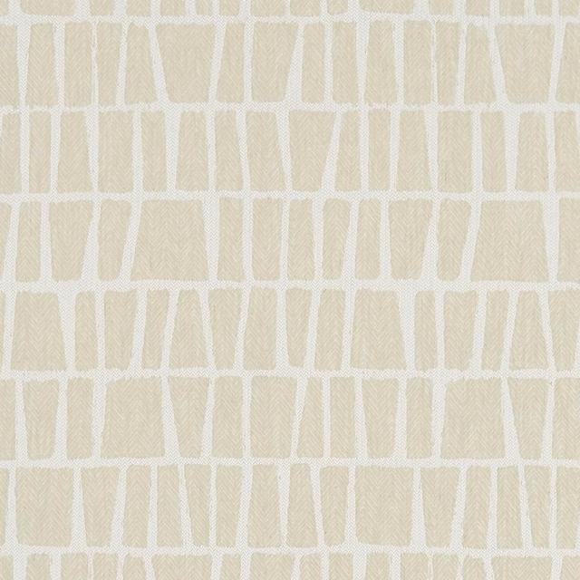Warm ivory fabric with irregular cream grid blocks and subtle woven texture