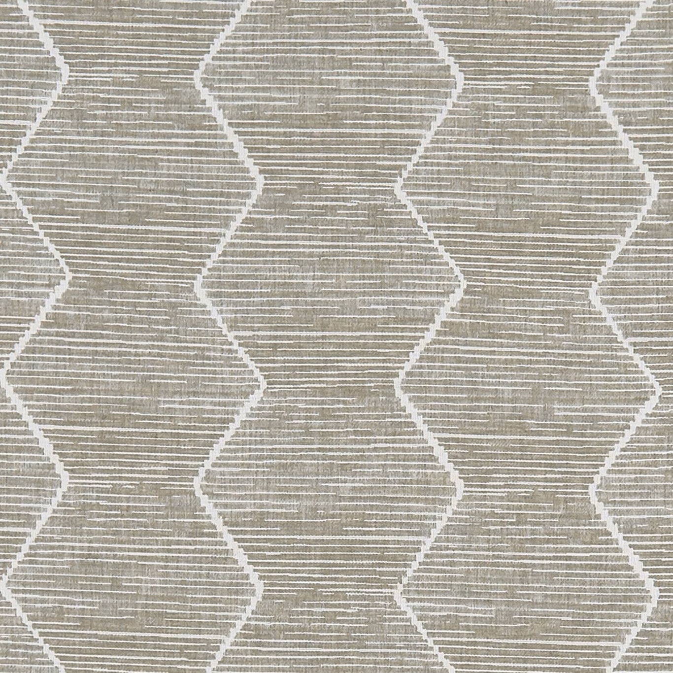 Feather-grey woven fabric with white irregular trellis and fine horizontal strié texture