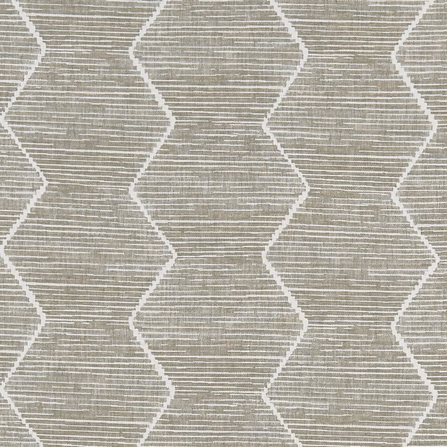 Feather-grey woven fabric with white irregular trellis and fine horizontal strié texture