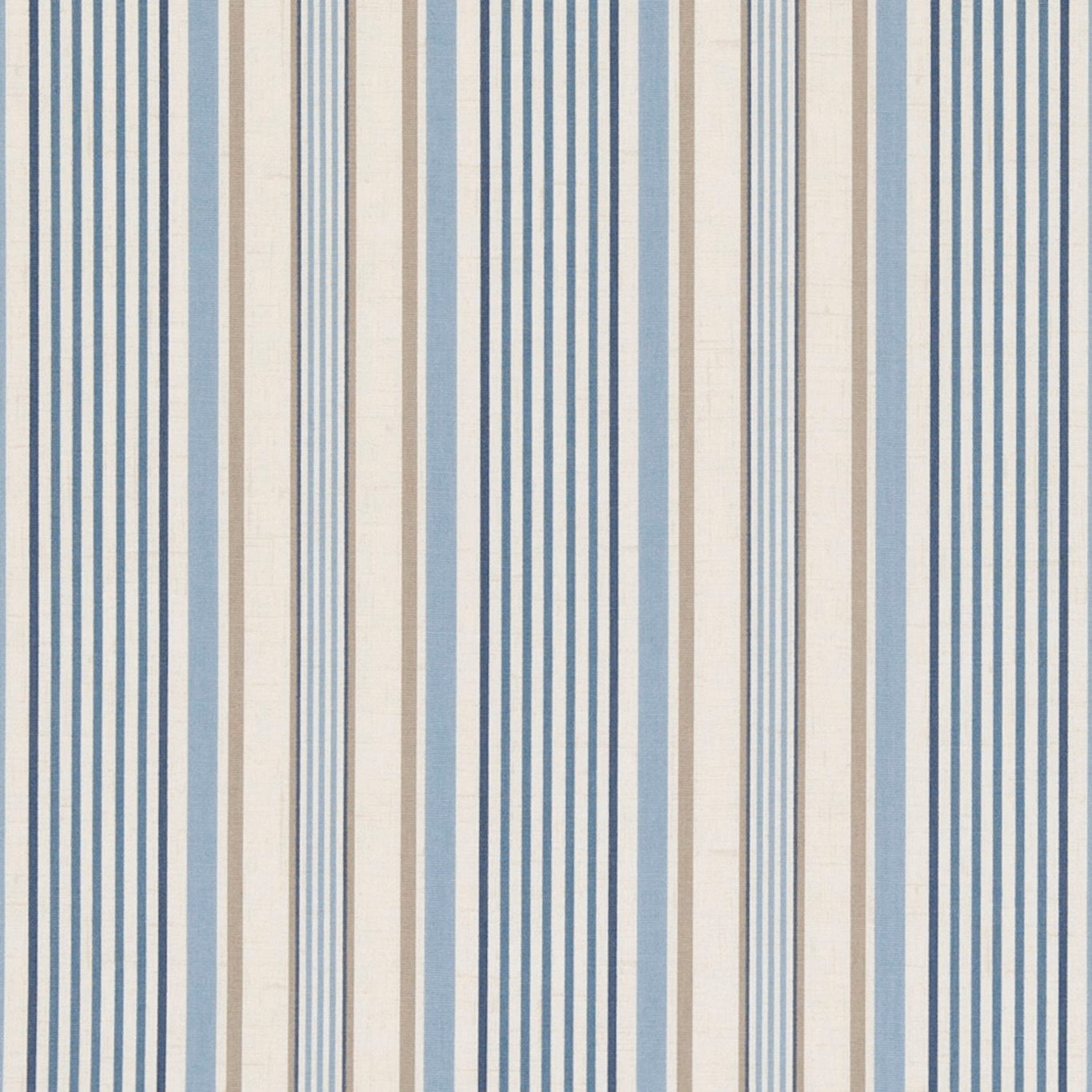 Cool blue, ivory and beige vertical stripes with a subtly textured woven surface