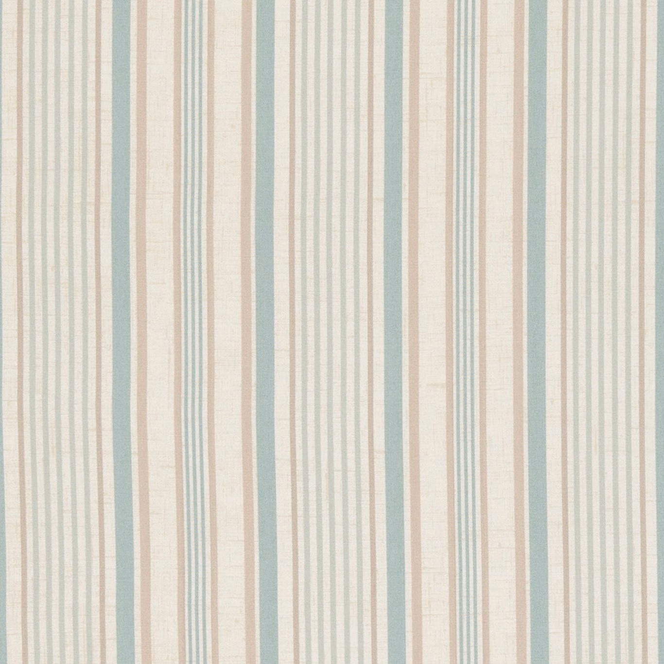 Ivory fabric with narrow pale aqua and blush vertical stripes in a fine woven texture