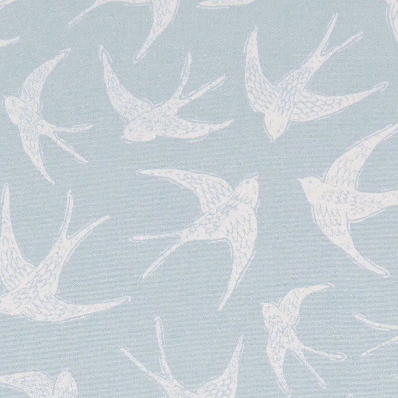 Pale duckegg woven fabric with white swallows in flight