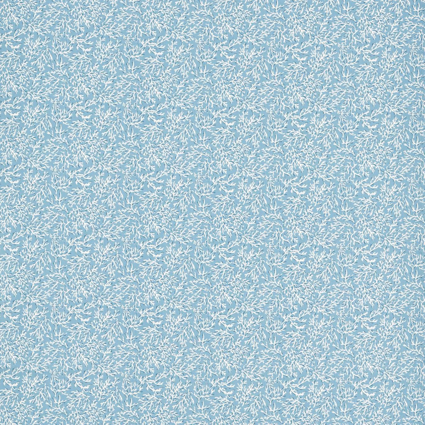 Pale cloud-blue fabric with dense ivory branching coral-like marks