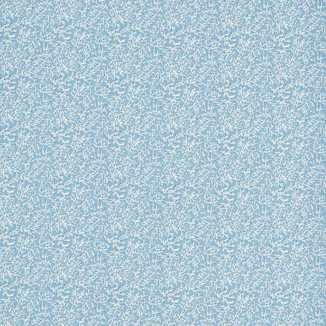 Pale cloud-blue fabric with dense ivory branching coral-like marks