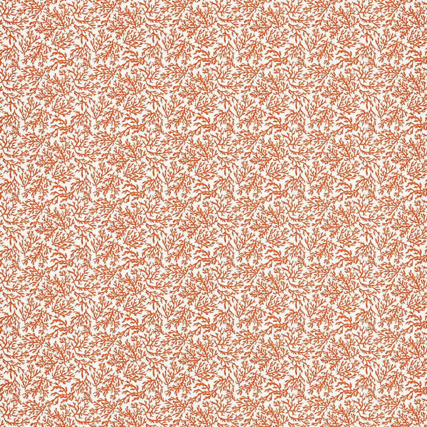 Muted coral branching tracery scattered across a warm cream fabric ground