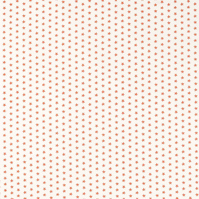 Cream textile scattered with tiny warm coral star motifs in even rows