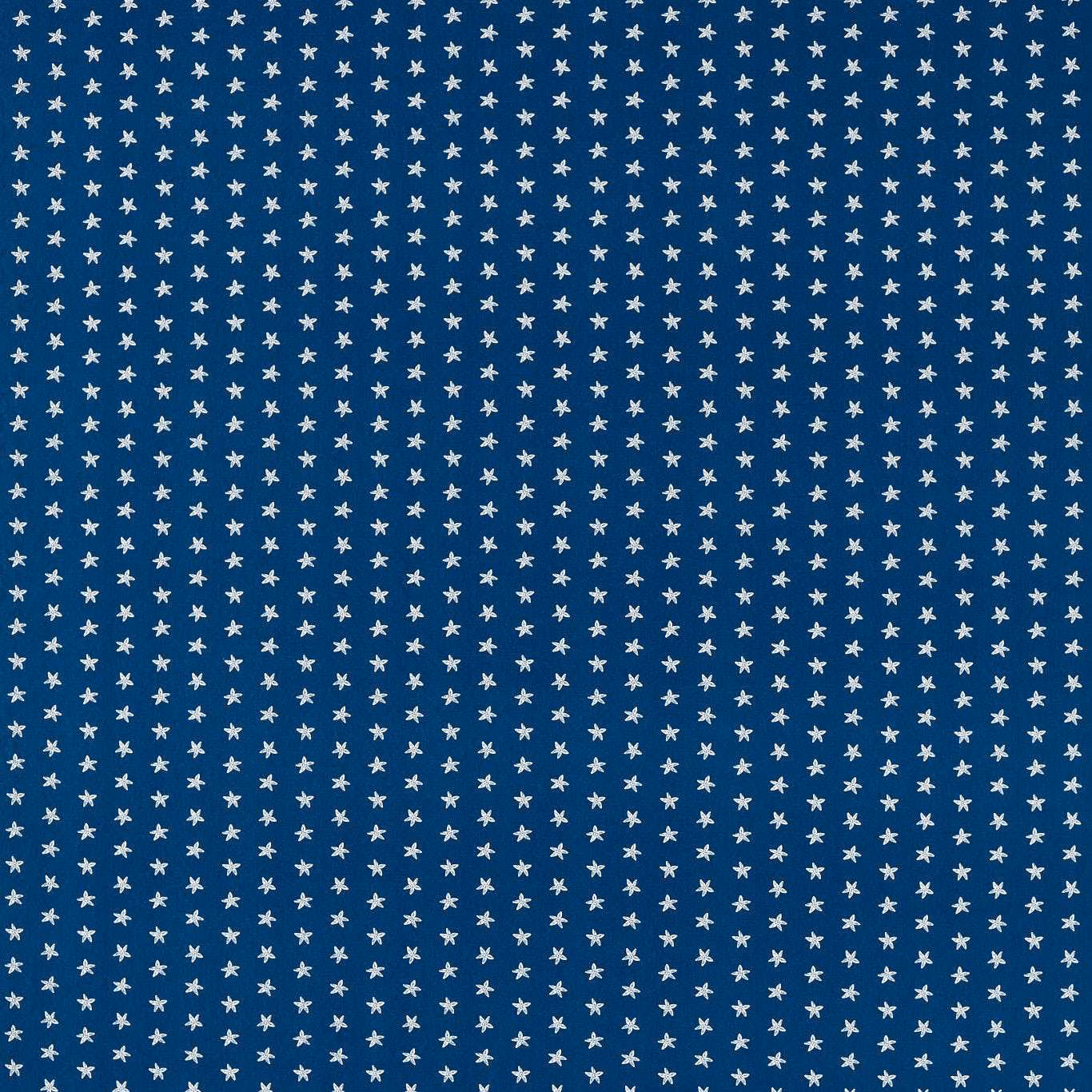 Deep navy textile with closely spaced white star motifs and a subtle woven texture