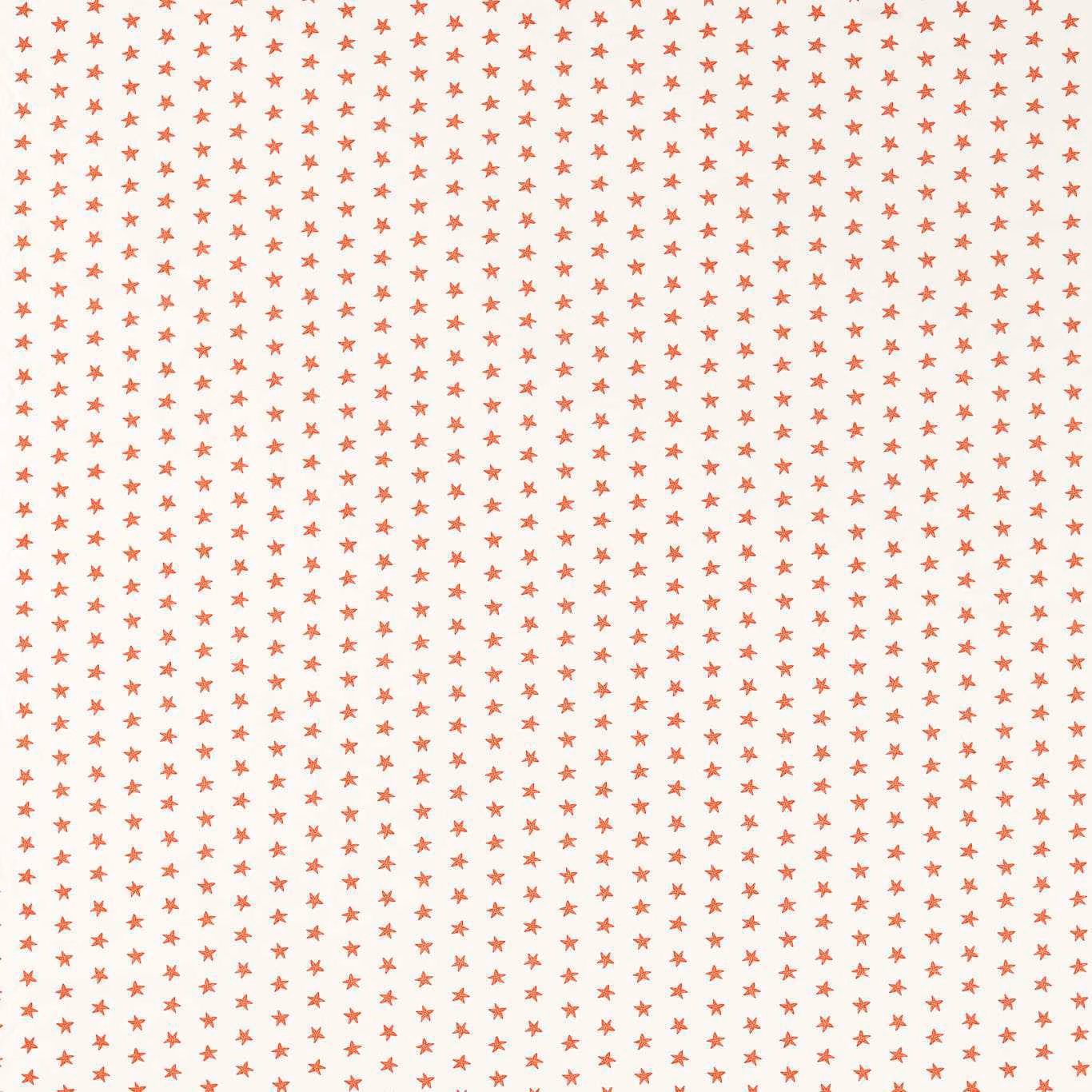 Warm cream fabric with densely spaced coral-orange seastar motifs