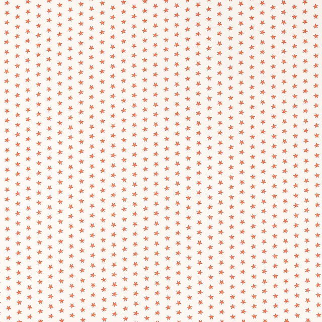Warm cream fabric with densely spaced coral-orange seastar motifs