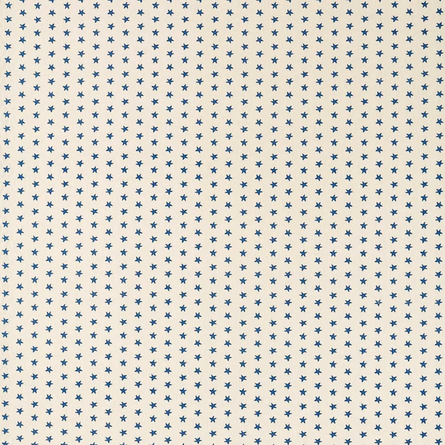 Natural cream PVC with densely scattered navy star motifs and a fine matte texture