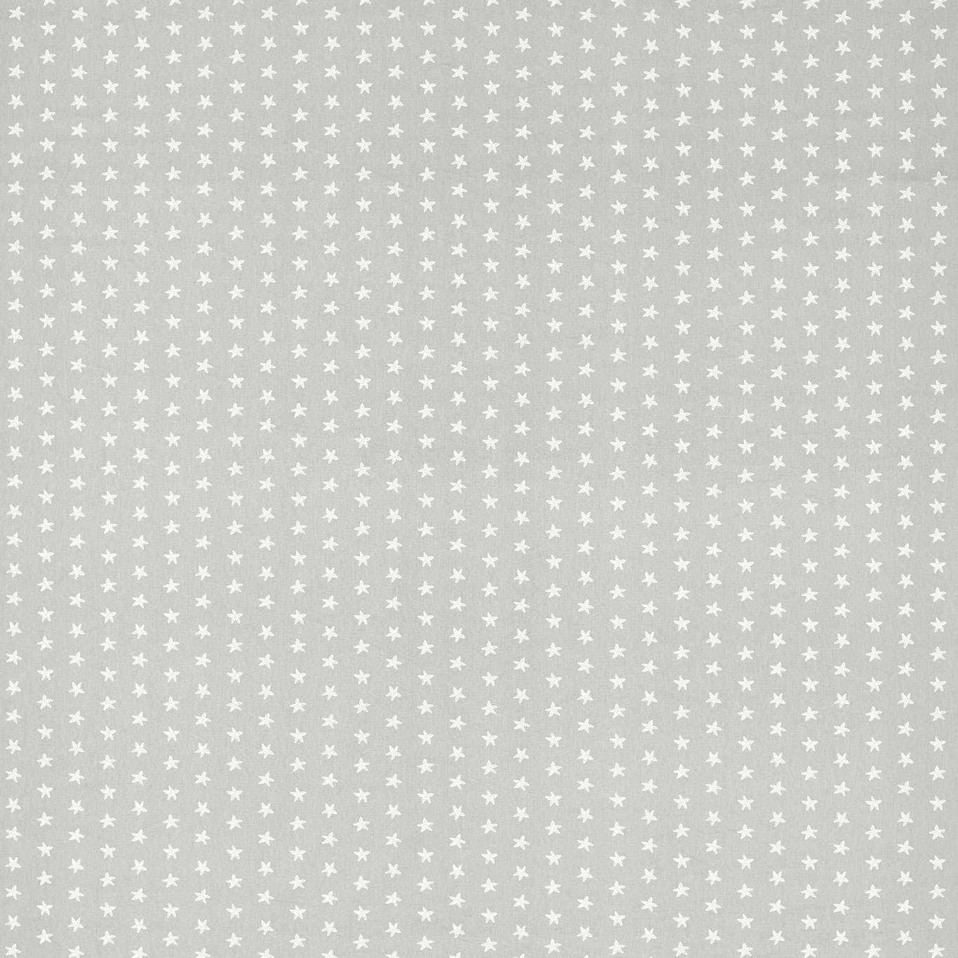 Cool smoke-grey fabric with closely spaced white star motifs and fine texture