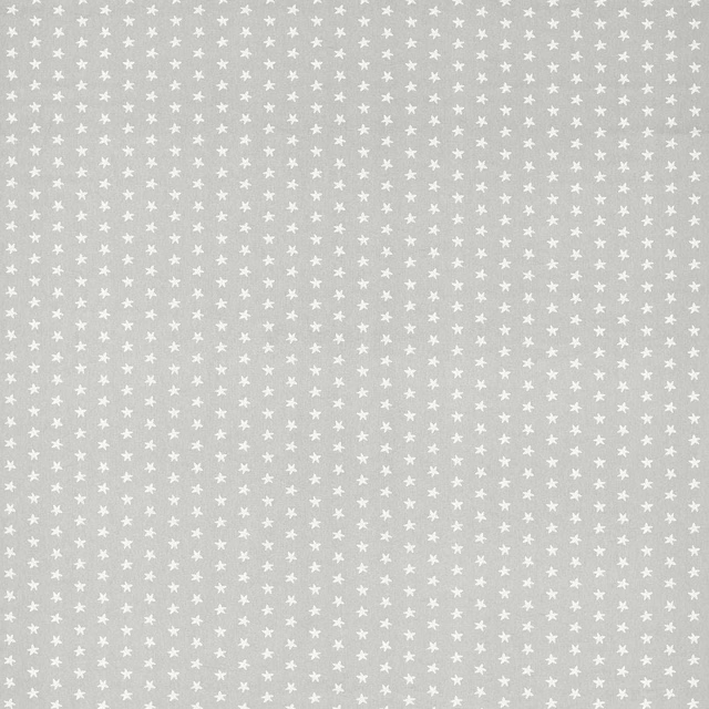 Cool smoke-grey fabric with closely spaced white star motifs and fine texture