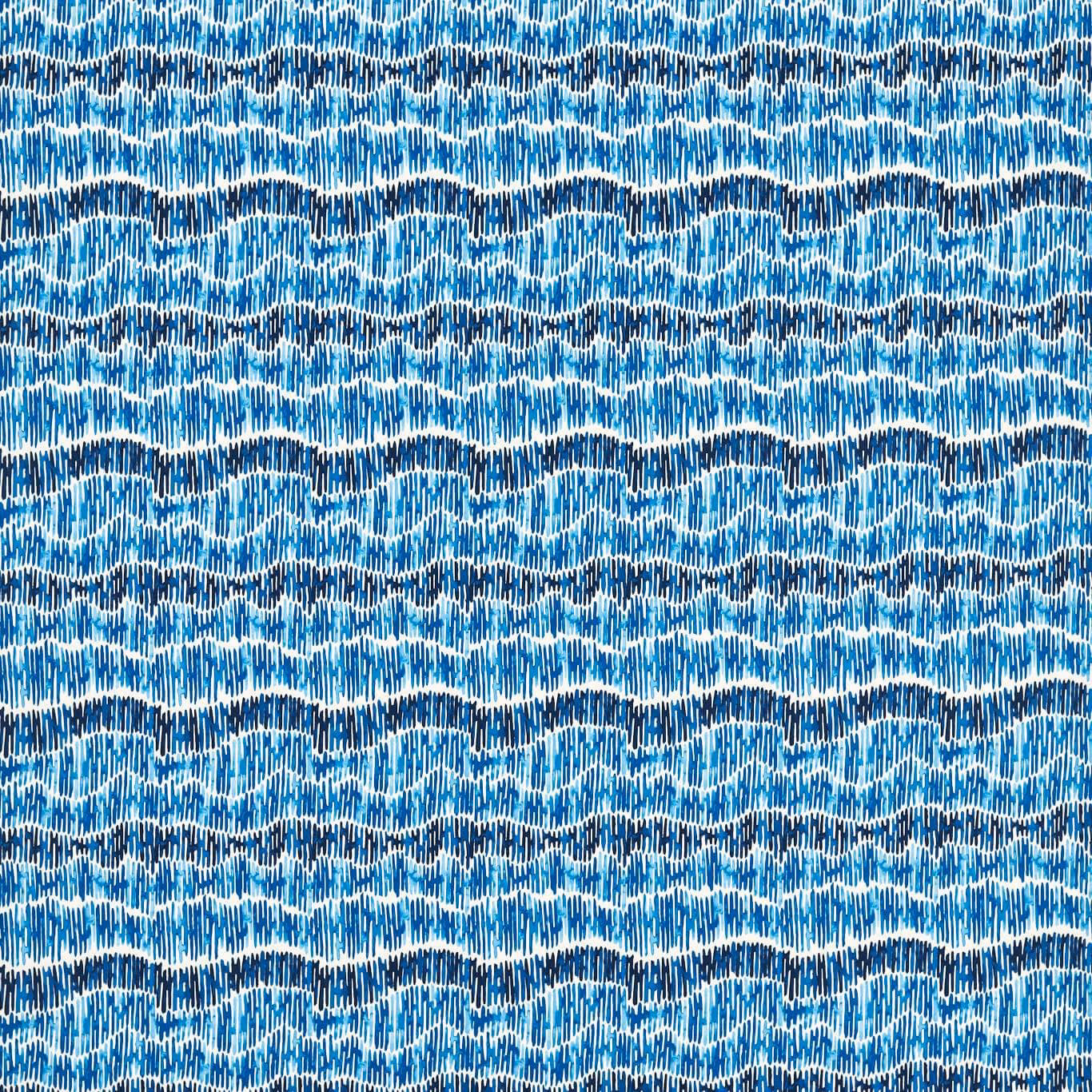 Layered marine-blue and white horizontal wave weave with fine vertical texture