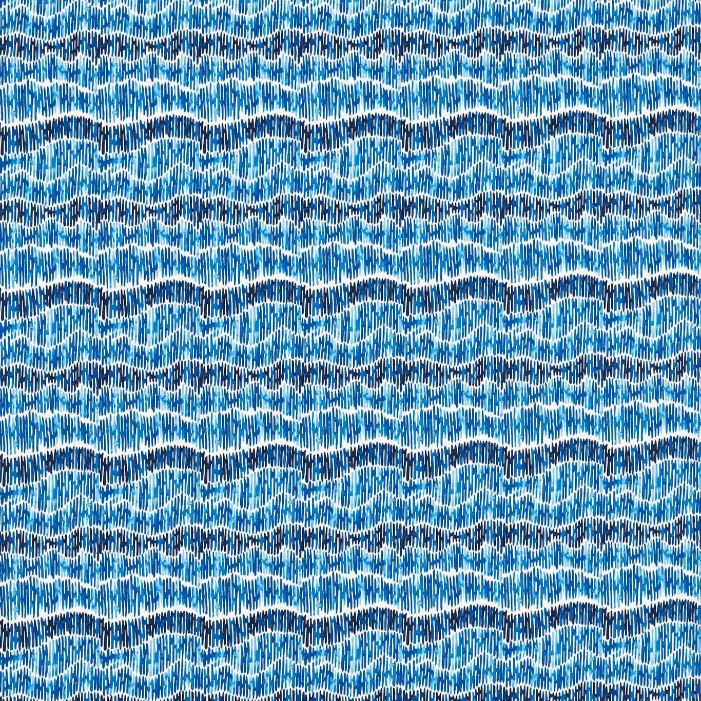 Marine blue and white rippling woven texture with fine vertical striations