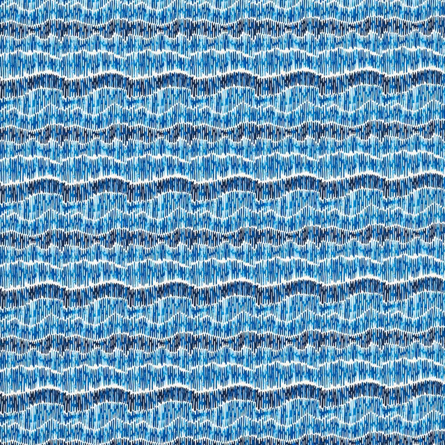 Marine blue and white rippling woven texture with fine vertical striations