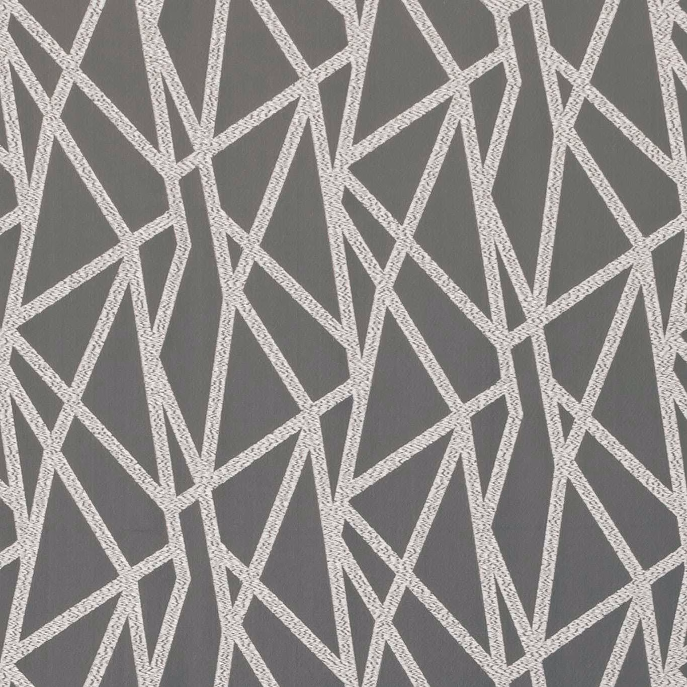 Cool pewter textile with raised pale angular lines in an irregular geometric lattice
