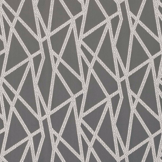 Cool pewter textile with raised pale angular lines in an irregular geometric lattice